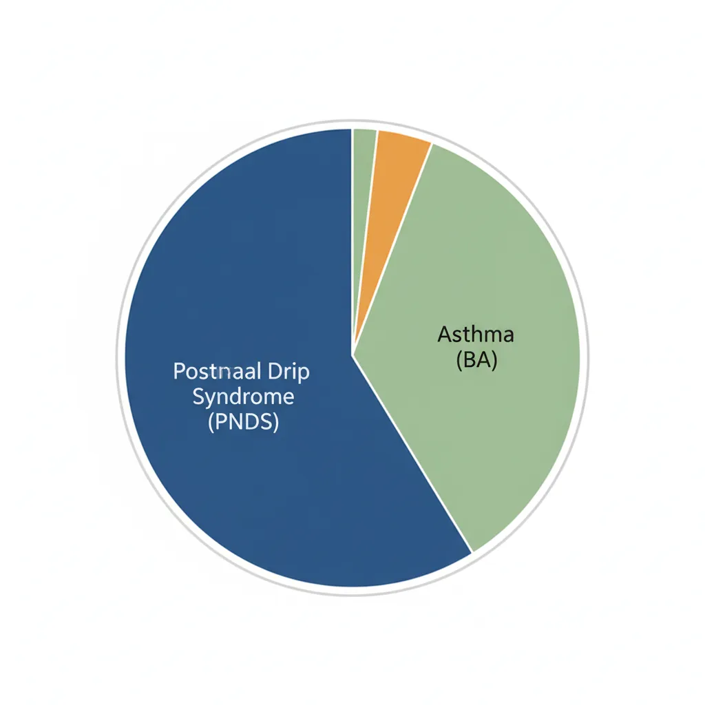 Диаграмма причин хронического кашля у взрослых (с указанием долей СПНЗ, БА, ГЭРБ).