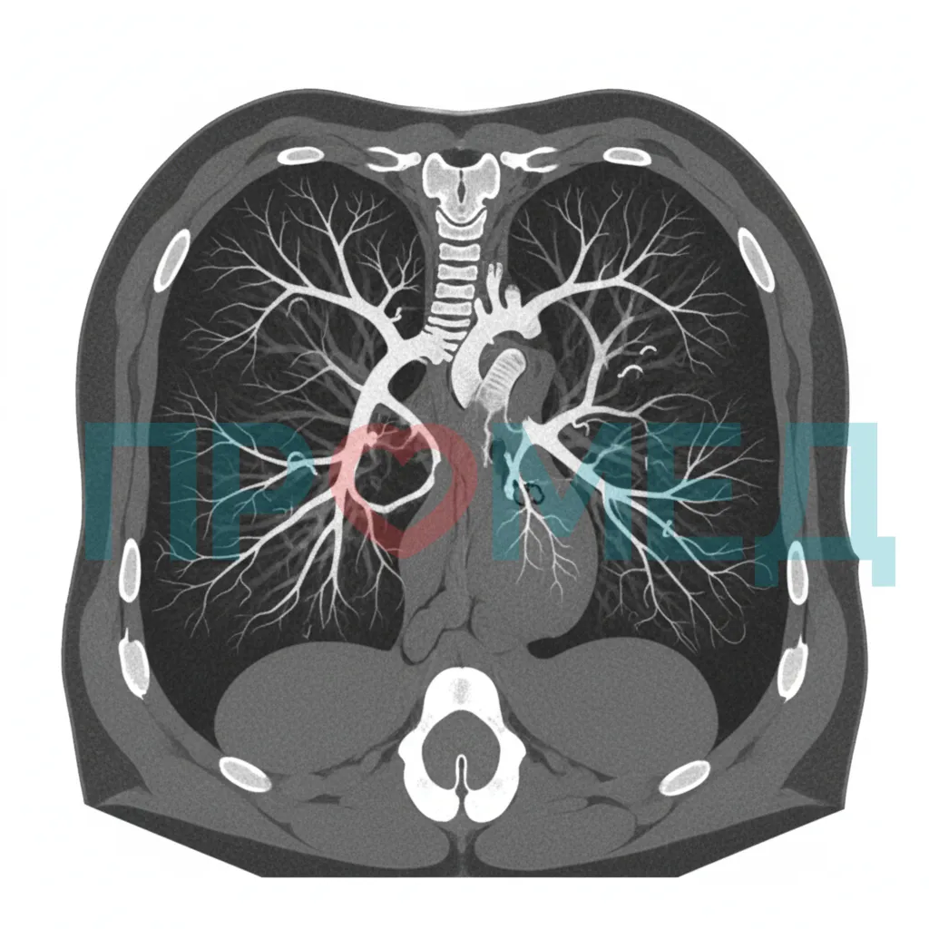 КТ ангиограмма легких с тромбом