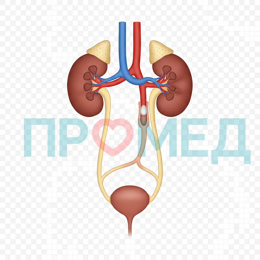 Схема мочевыделительной системы с обструкцией