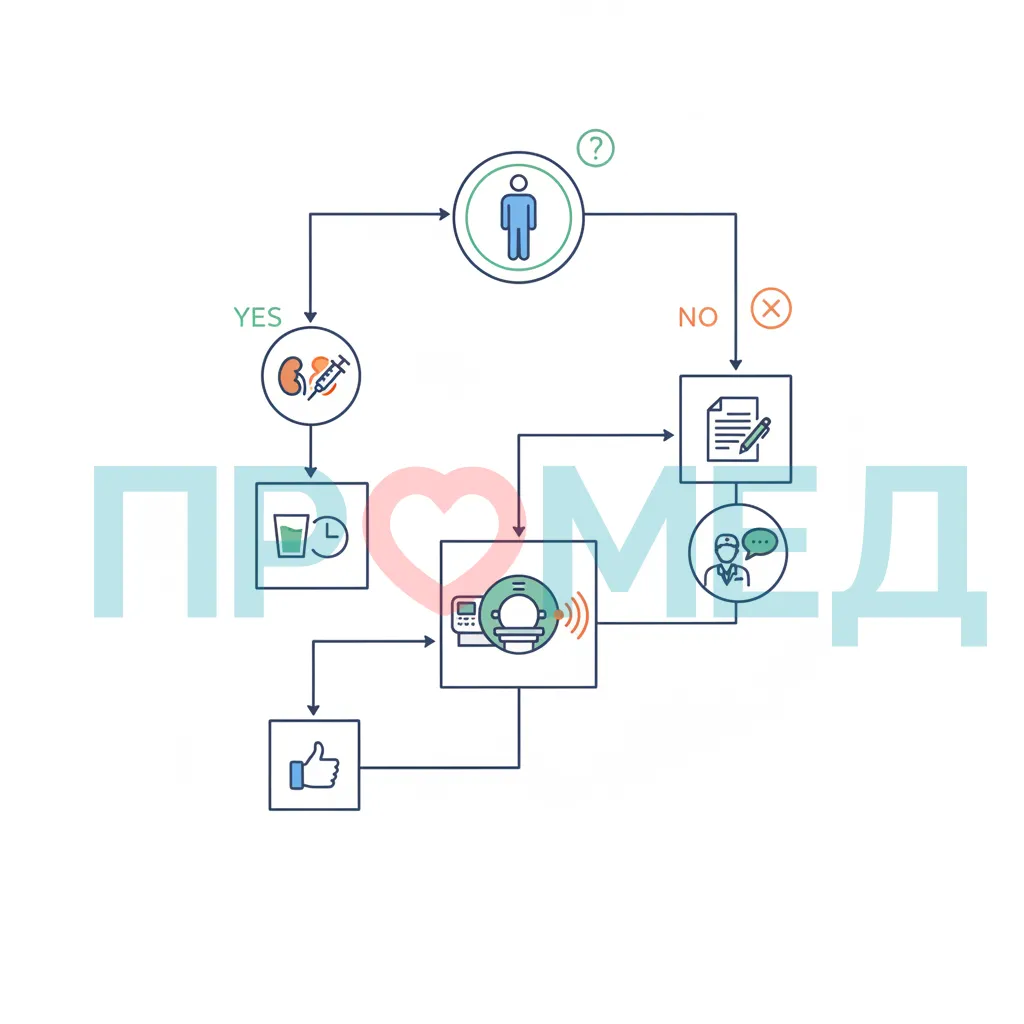 Схема подготовки пациента к КТ с контрастом