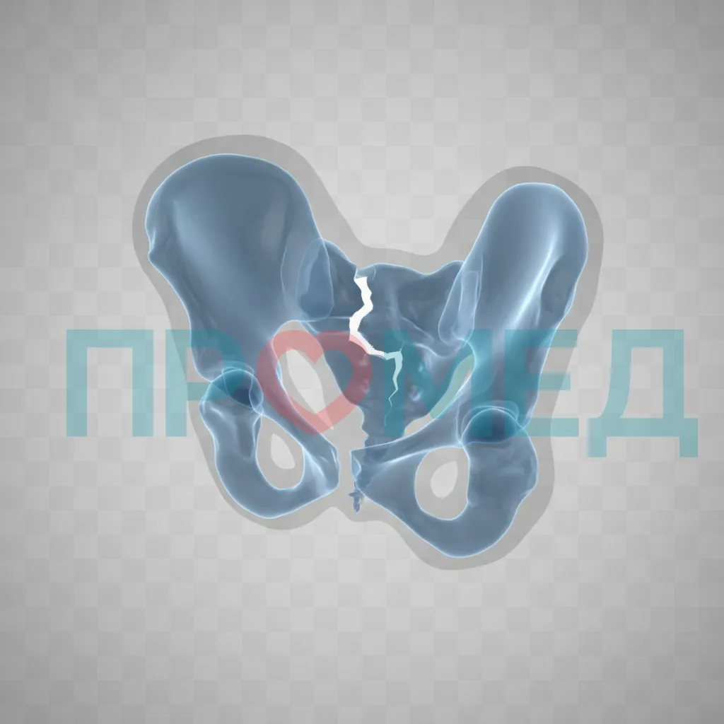 3D реконструкция копчика с переломом