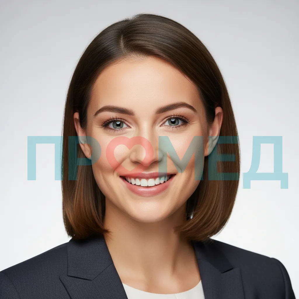 Молодая женщина в деловом костюме, уверенно улыбающаяся