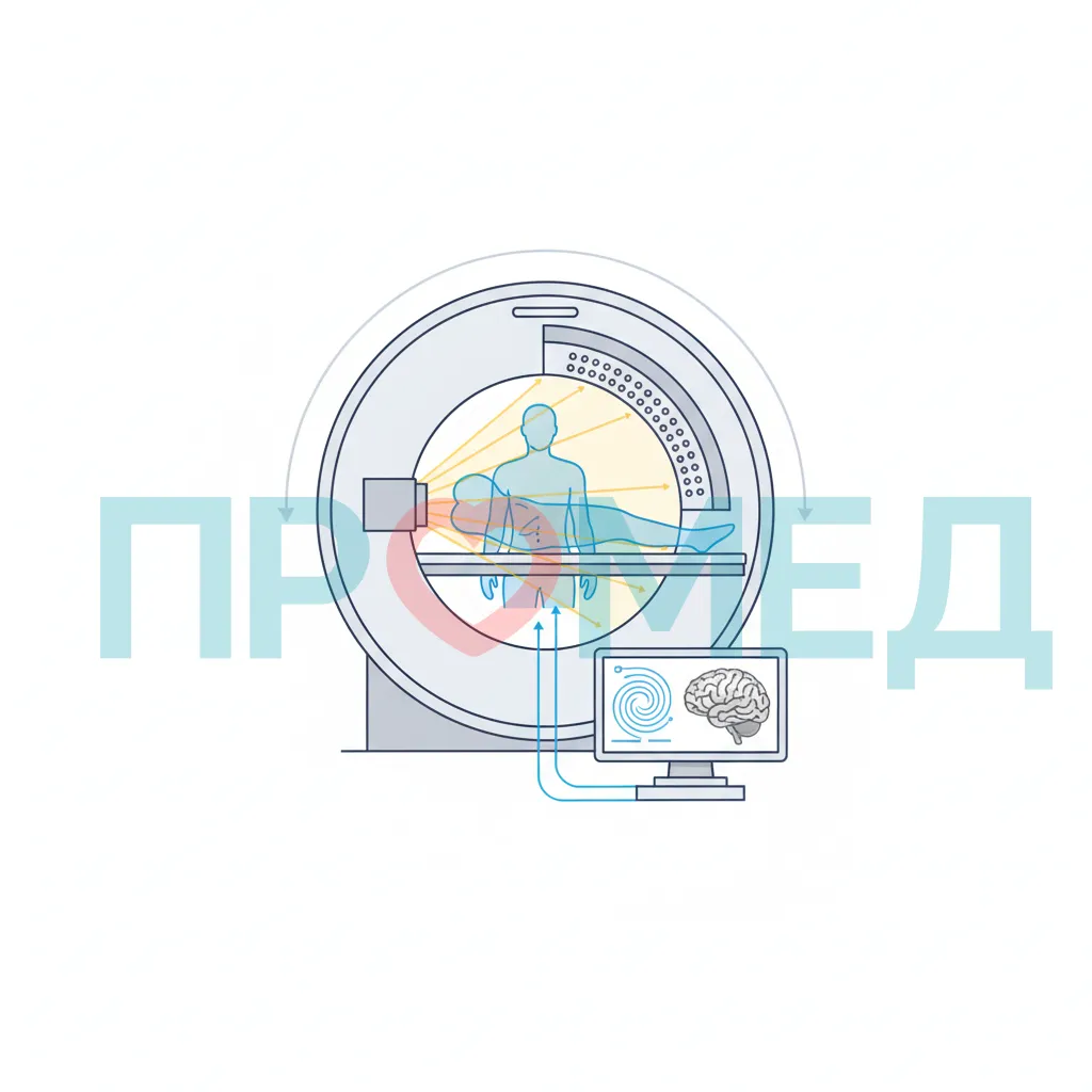 Схематичное изображение работы КТ-аппарата