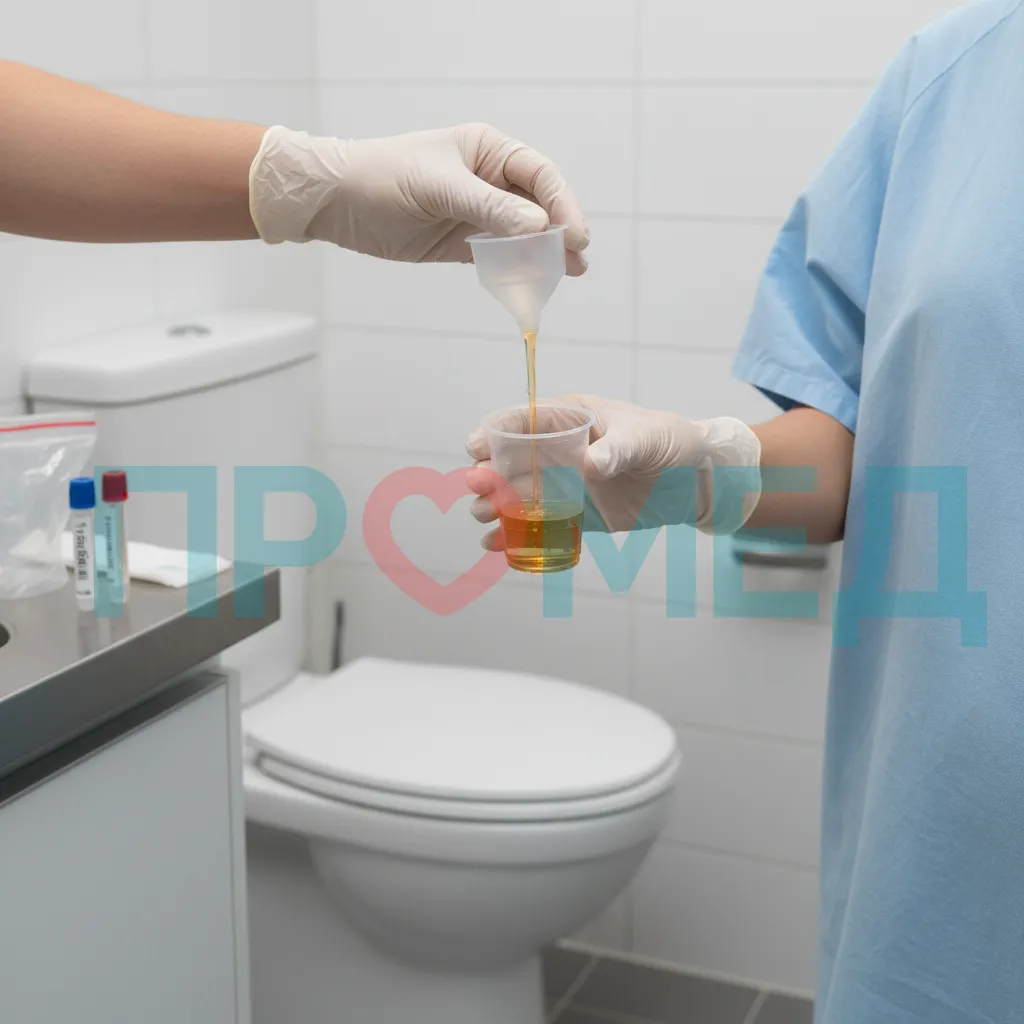 Пациент сдает мочу для анализа