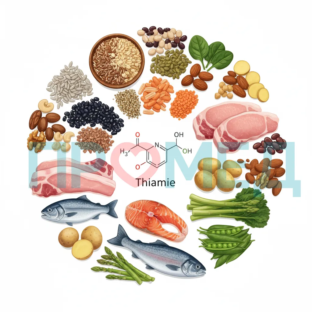 Разнообразные продукты питания, богатые тиамином