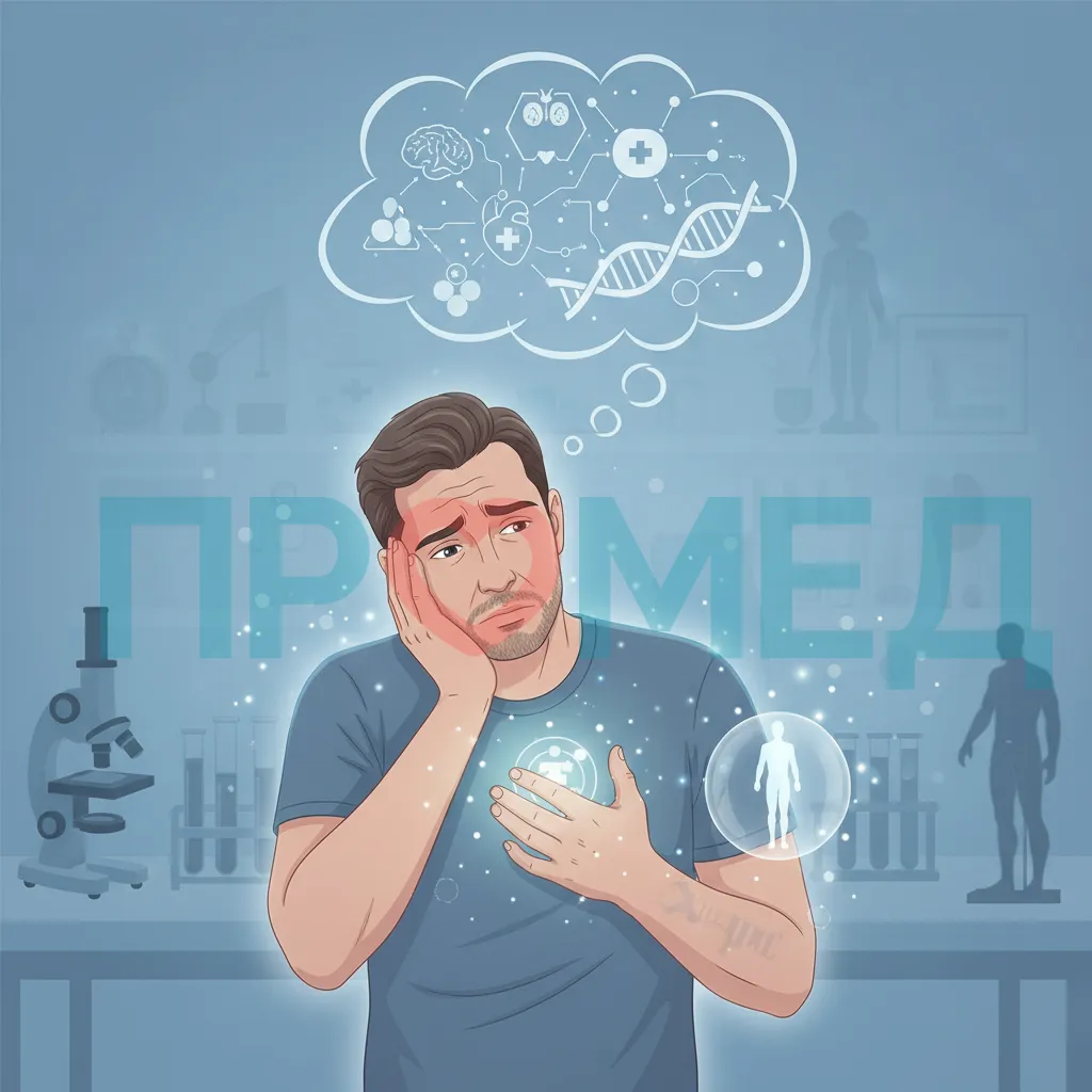 Человек, чувствующий усталость и задумавшийся о своем здоровье