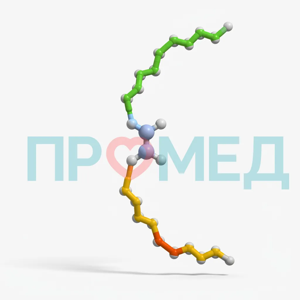 Молекулярная структура триглицерида, показывающая глицерольный скелет и три присоединенные жирные кислоты.