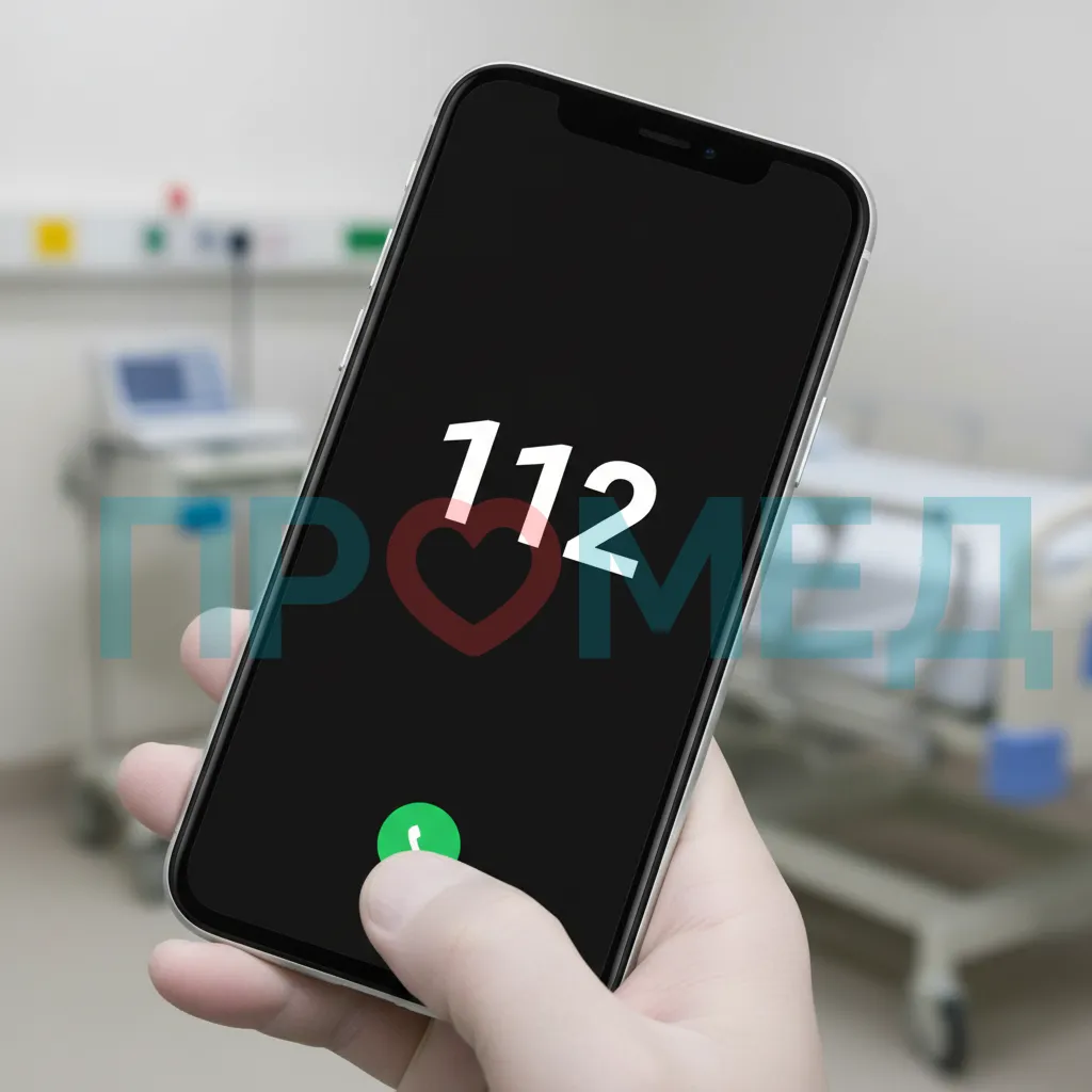 Телефон с набранным номером службы спасения 112