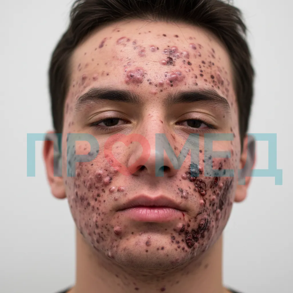 Фото лица молодого человека с акне фульминанс