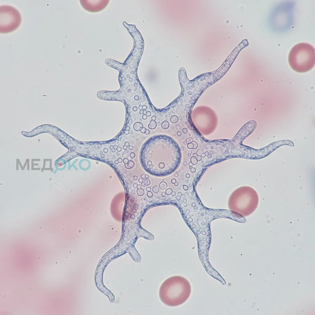 Амеба Naegleria fowleri под микроскопом