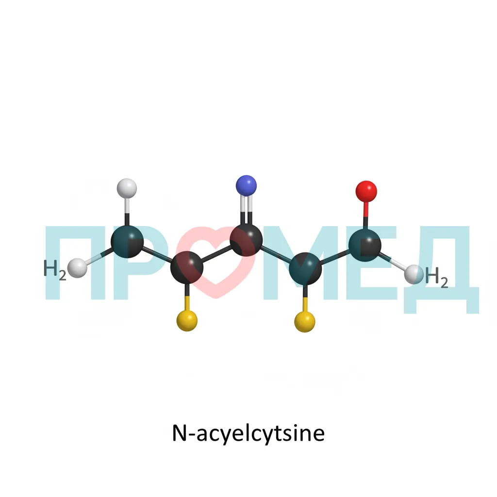 Структурная формула N-ацетилцистеина