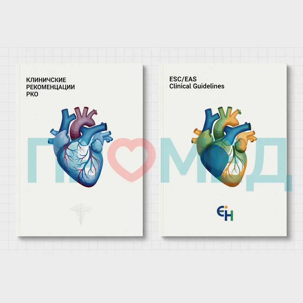 Изображение обложек клинических рекомендаций РКО и ESC/EAS. 
