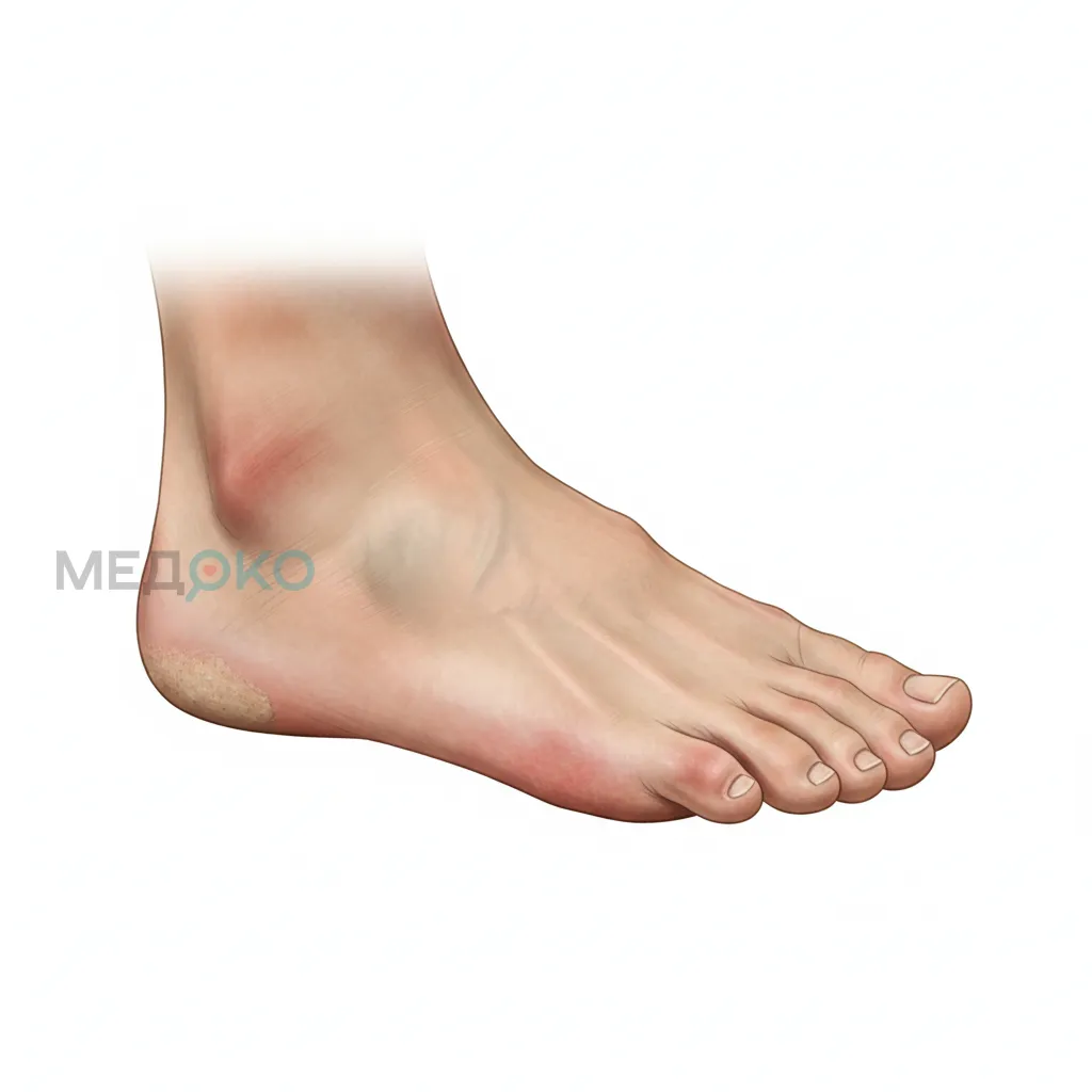 Внешний вид стопы при вальгусной деформации (Hallux valgus).