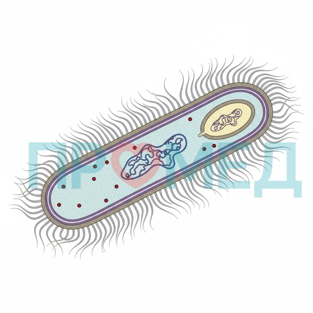 Схематическое изображение клетки Bacillus subtilis