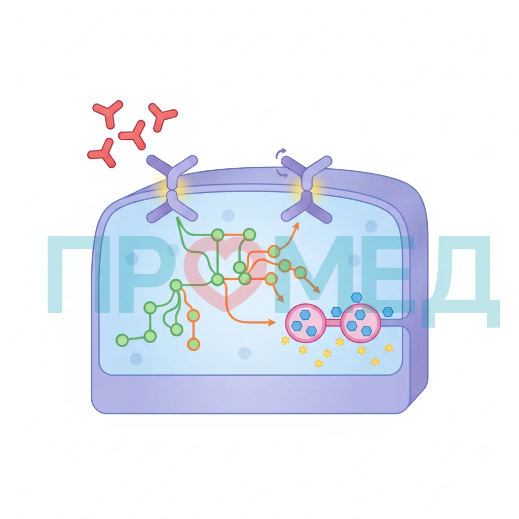 Схематическое изображение механизма действия инсулина на клетку