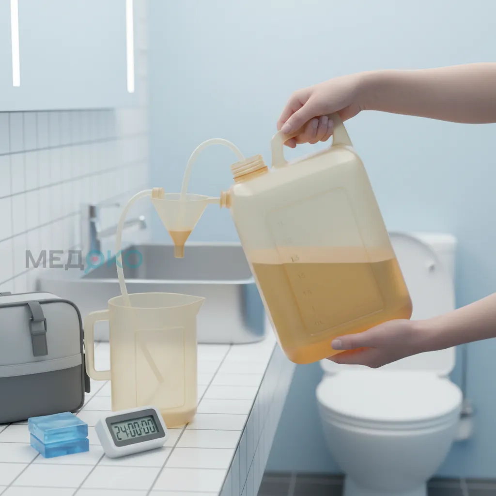 Процесс сбора суточной мочи в специальный контейнер
