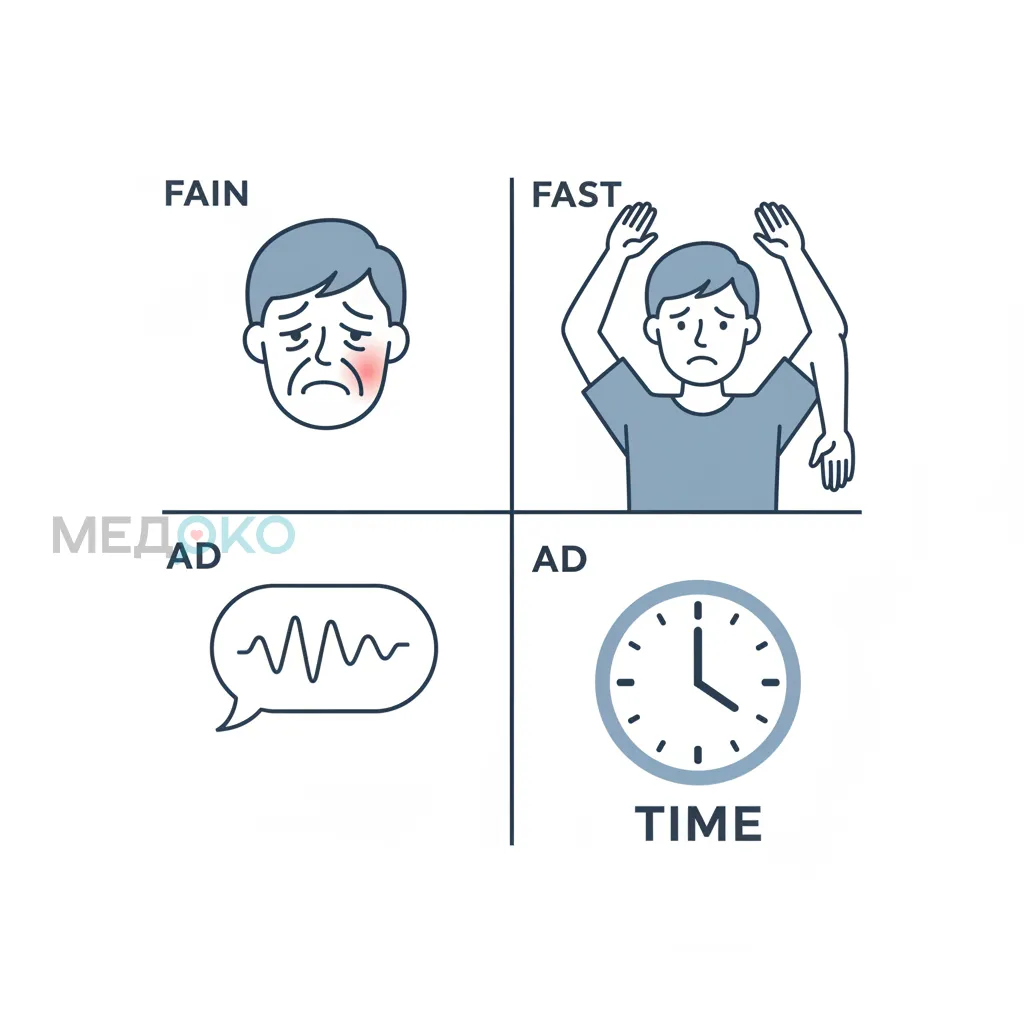 Признаки инсульта по методу УДАР или FAST
