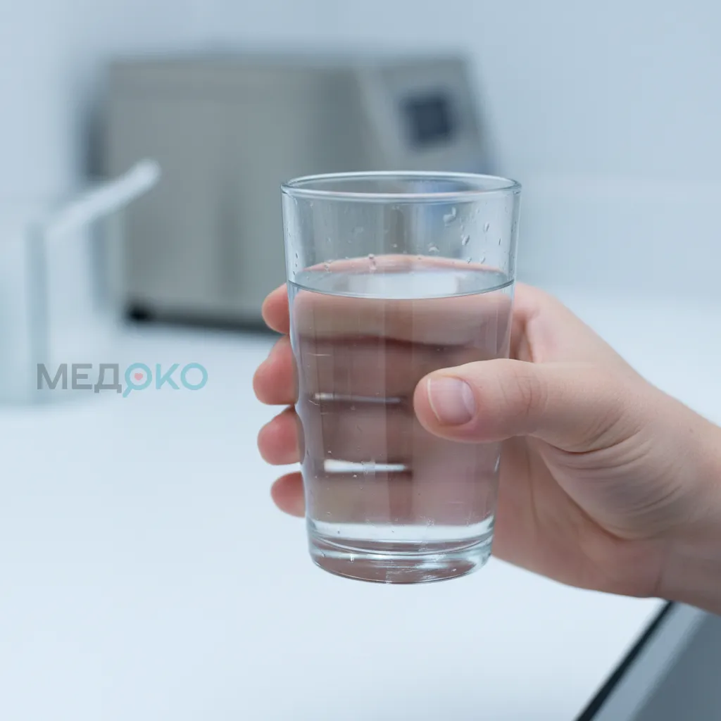 Стакан чистой воды в руке человека 