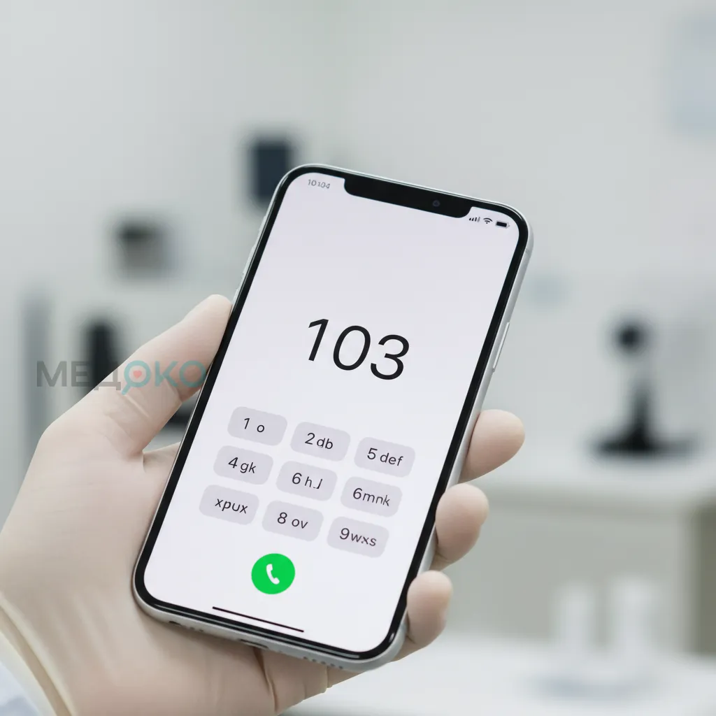 Смартфон с набранным на экране номером 103