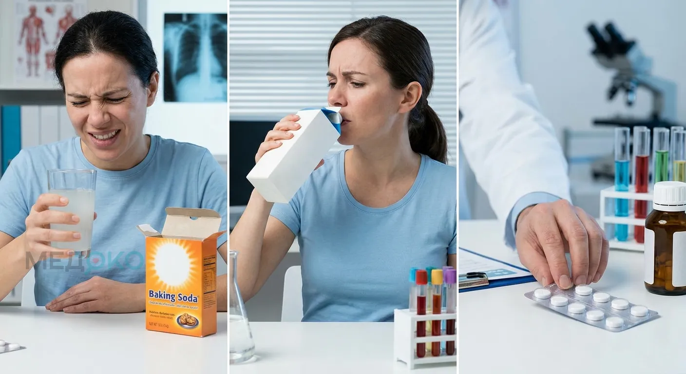 Ошибки при изжоге: сода, молоко, обезболивающие