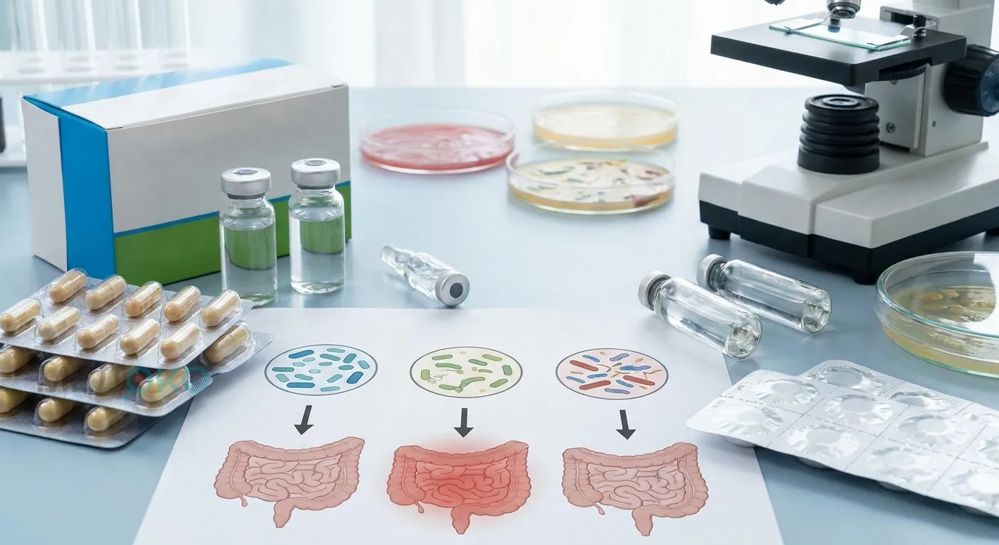 Упаковка пробиотиков и лекарств, влияние медикаментов на микрофлору при диарее