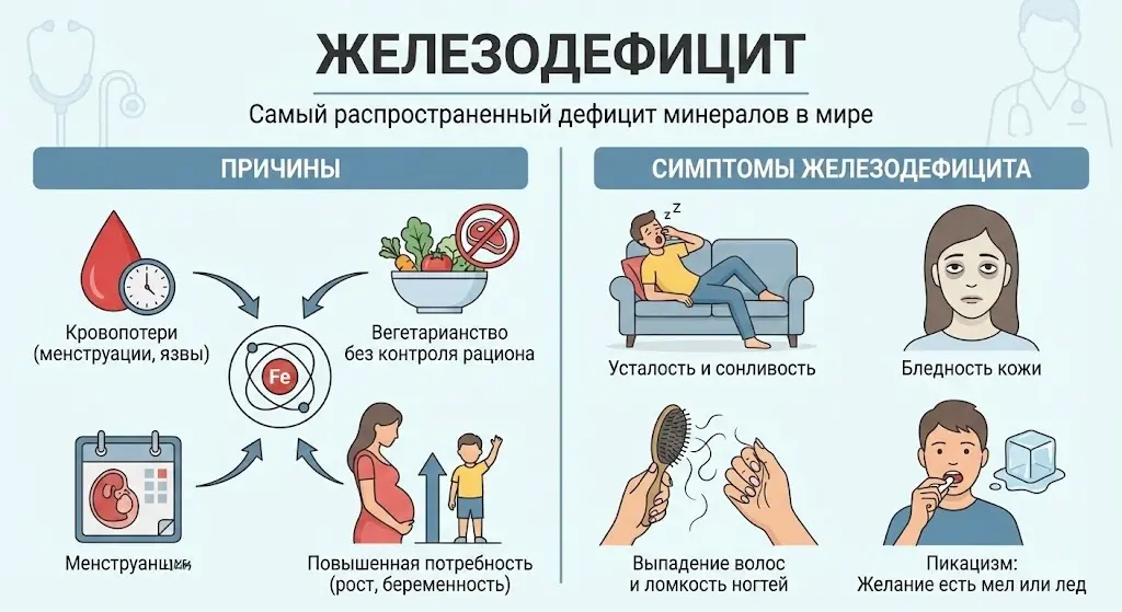 Симптомы дефицита железа