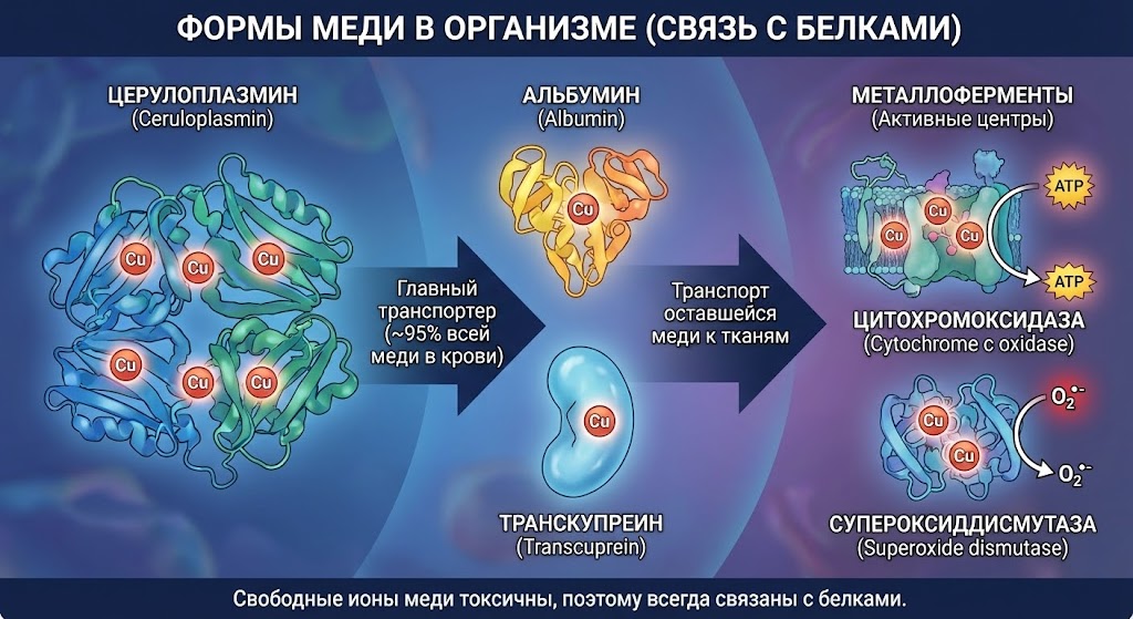 Строение и формы меди в организме
