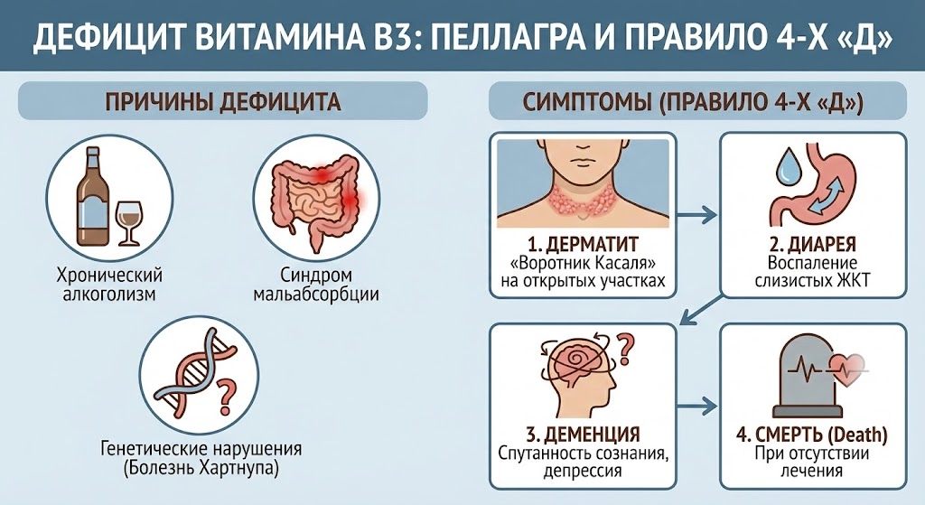Дефицит витамина Б3 симптомы и причины