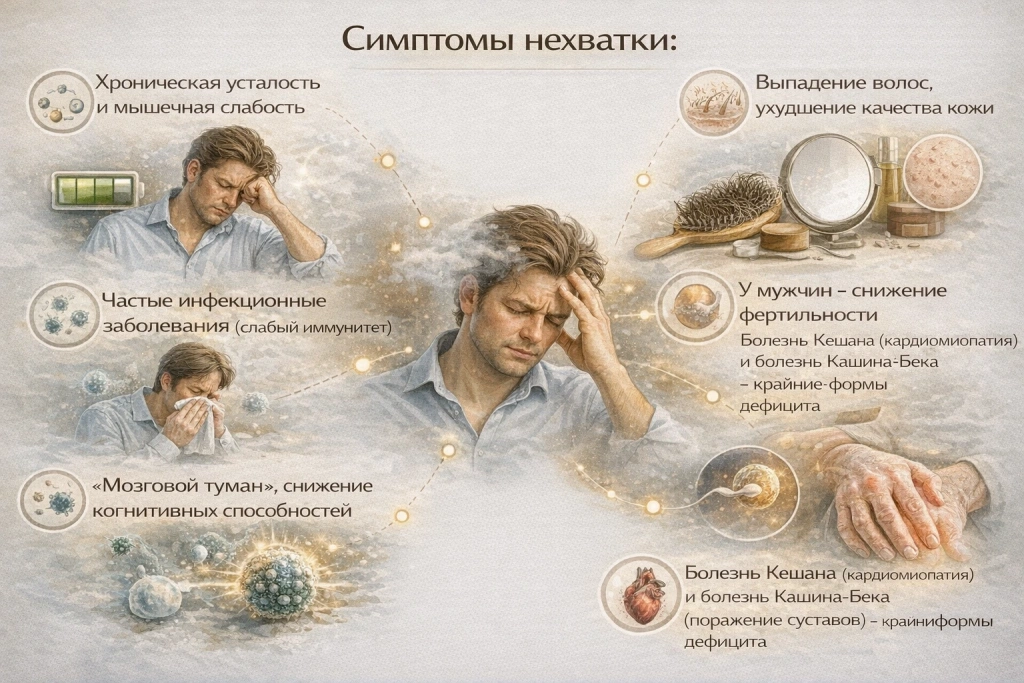 Симптомы дефицита селена в организме