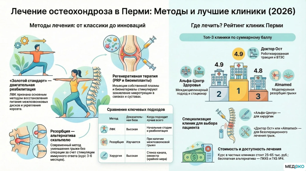 Полный навигатор по лечению остеохондроза в Перми сравнение методов, итоговый рейтинг клиник и чек-лист пациента
