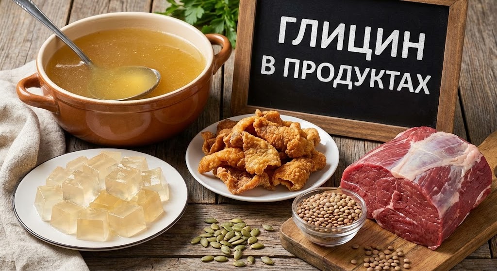 Где в каких продуктах содержится глицин