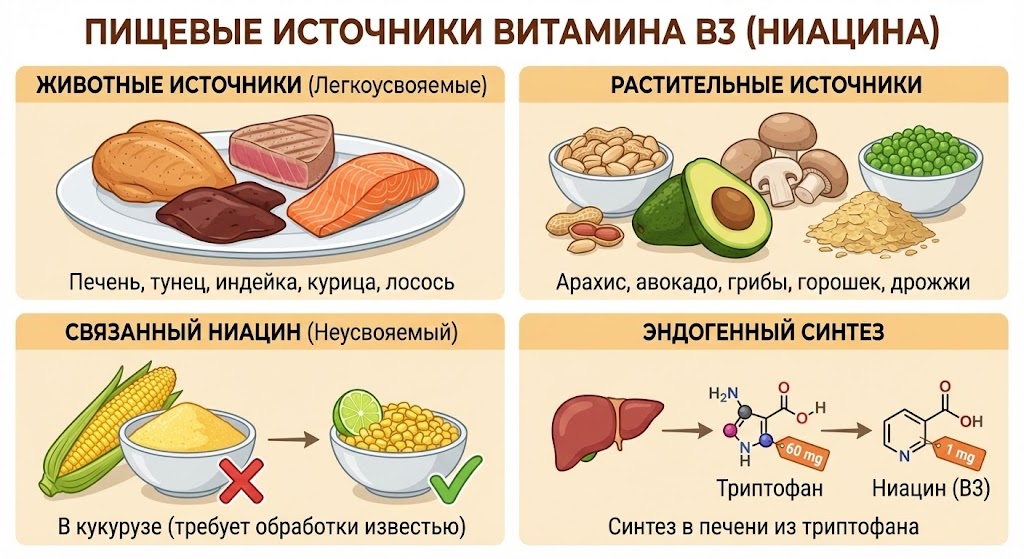 В какой пище содержится витамин б3 b3