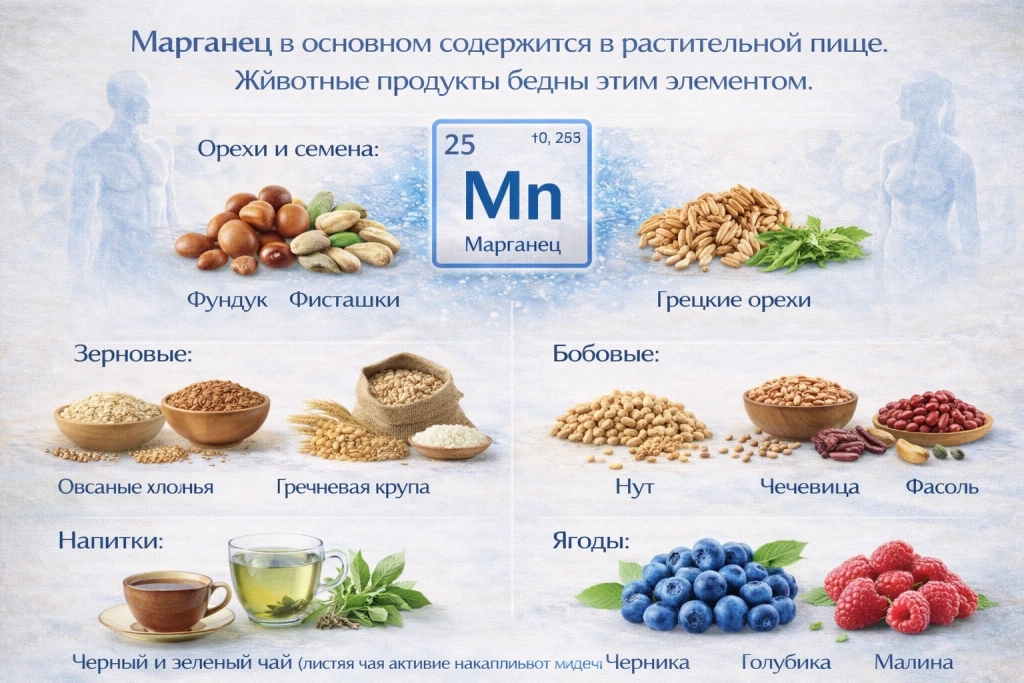 Пищевые источники марганца Пищевые источники марганца