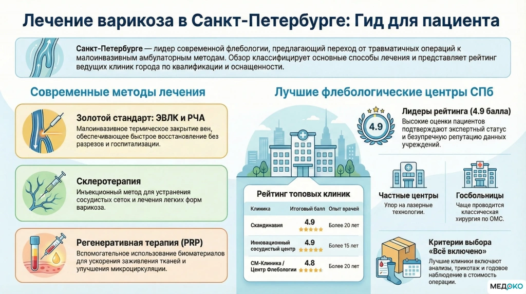 Сравнение методов лечения варикоза и независимый рейтинг флебологических клиник Санкт-Петербурга Сравнение методов лечения варикоза и независимый рейтинг флебологических клиник Санкт-Петербурга